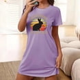 thumbnail image 2 of Mrat Women Pajama Dress Plus Size Nightgowns for Women Oversized Sleep Tshirts Dress Short Sleeves Sleepwear S-104 Purple L, 2 of 7