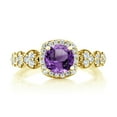 thumbnail image 4 of Gem Stone King 1.02 Ct Round Purple Amethyst 18K Yellow Gold Plated Silver Ring, 4 of 6
