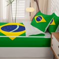 thumbnail image 5 of Manfei Brazil Flag Zipper Twin Comforter Sets with Fitted Sheet and 2 Pillowcases,World Travel Culture Zipper Bedding Set,Green Yellow Blue,Light Gray Reversible,4pcs, 5 of 8