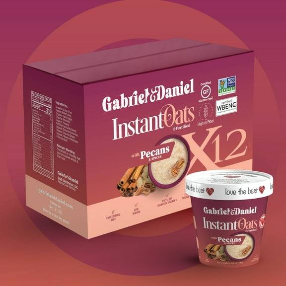 Gabriel & Daniel Organic Instant Oatmeal with Pecans & Spices (12 Pack)