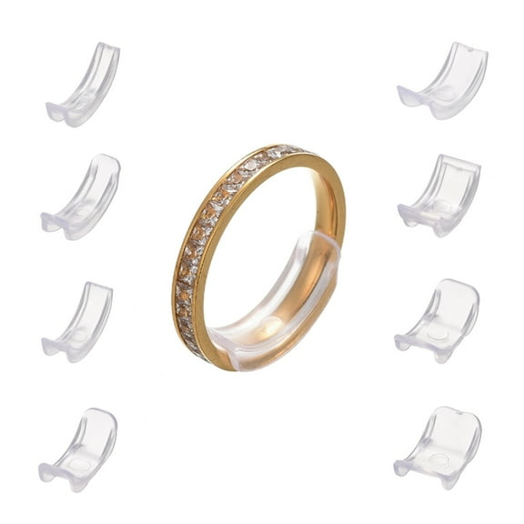 5 Set 8Pcs 8 Sizes Plastic Invisible Ring Size Adjuster Fit 1~10mm Width Rings Clear 18~20x4~11.5x3mm 8pcs/set