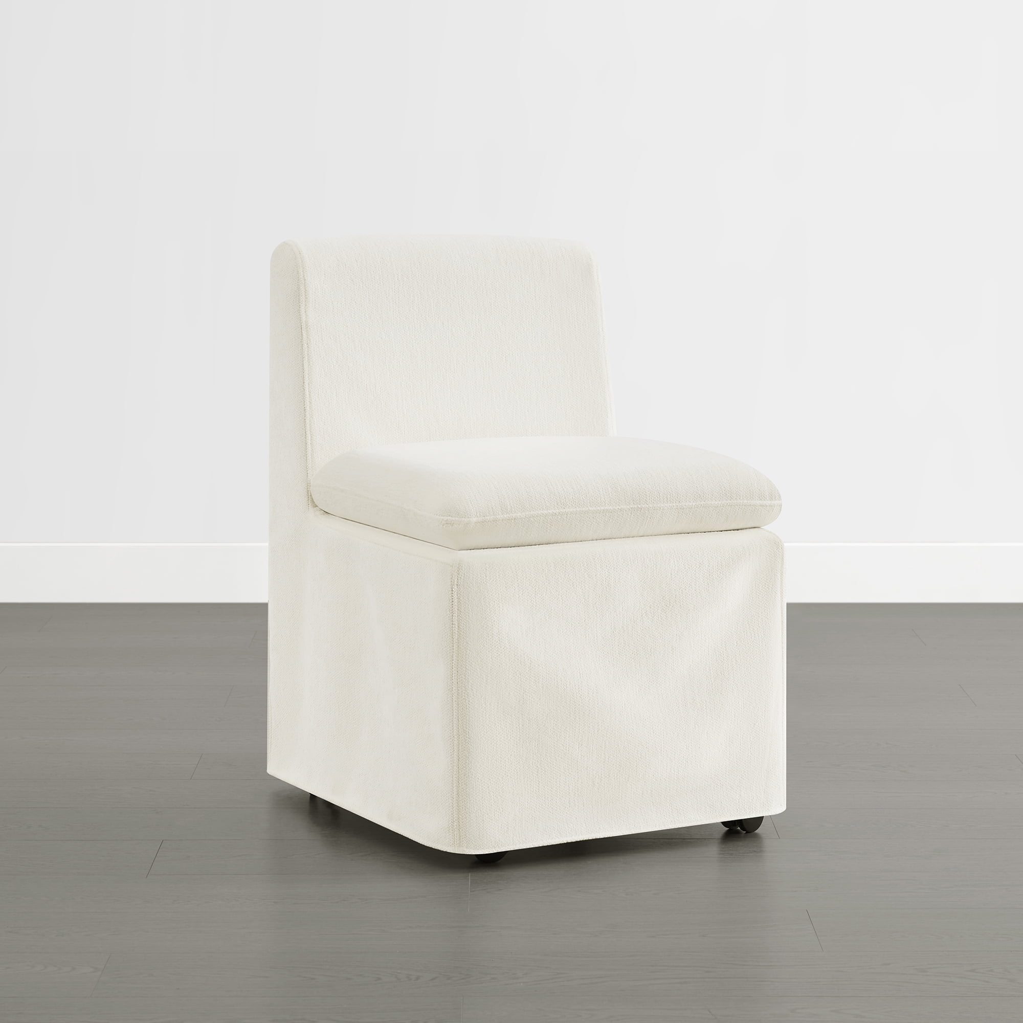 Spruce & Spring Armless Dining Chair with Casters and Washable Slipcover Set of 2, Linen in Fabric