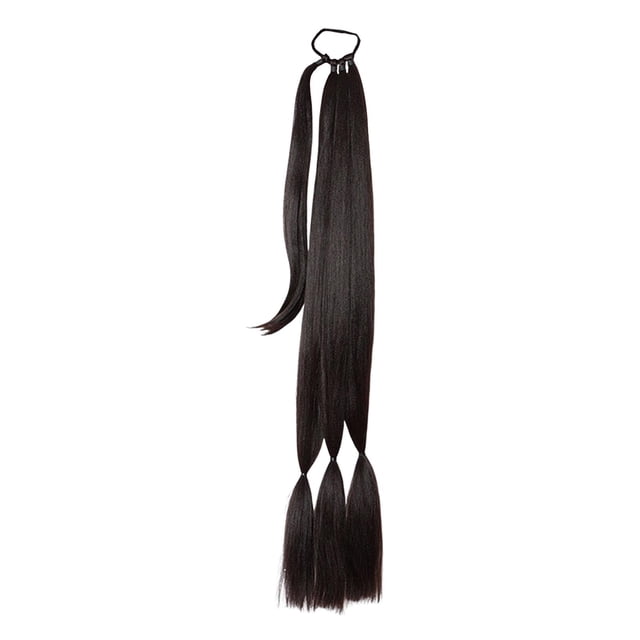 Extensión de larga, fibra de alta temperatura recta con lazo para el cabello Extensiones de cabello para pieza de cabello Marrón Negro Salvador Extensión de cola de caballo