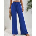 thumbnail image 5 of SWSMCLT Women's Palazzo Pants Travel Lounge Beach Long Pleated Summer Casual Trousers High Waisted Pants Blue 8, 5 of 5