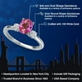 thumbnail image 2 of Gem Stone King 14K White Gold Pink Mystic Topaz and White Lab Grown Diamond Engagement Ring for Women | 1.50 Cttw | Oval 8X6MM | Gemstone November Birthstone | Size 9, 2 of 6