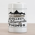 thumbnail image 2 of Camping Ceramic Toothbrush Holder, Typographic Inspirational Words Collect Moments Not Things, Decorative Versatile Countertop for Bathroom, 4.5" X 2.7", Warm Taupe Charcoal Grey, 2 of 4
