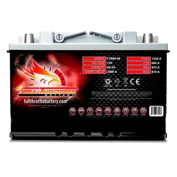 Fullriver Battery Absorbed Glass Mat Battery Group 48, 680 Amps CCA Top Post for Car