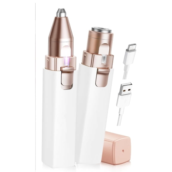 Eyebrow Facial Hair Remover for Women: Rechargeable 2 in 1 Face Shavers and Eyebrow Trimmer - Painless Electric Hair Removal Device for Face Eyebrows Lips Peach Fuzz with Light