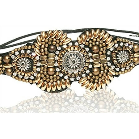 - Aztec Gold Rhinestone Beaded Headband and Look Sheet on All the Different Ways to Wear