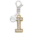 thumbnail image 2 of Delight Jewelry Goldtone Crystal Initial - I - - Silvertone Clip on Charm with Clear Crystal Drop, 2 of 4