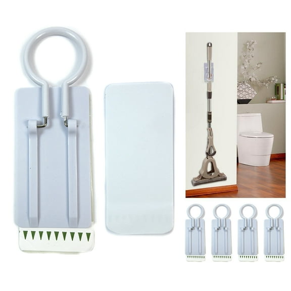 4 Pack Mop Broom Holder Self-Adhesive Gripper Organizer Wall Mounted Tool Garden