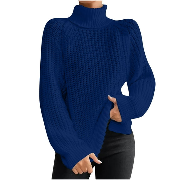 Hueook Turtleneck Sweaters for Women Plus Size Winter Fall Long Sleeve Soild Color Fashion Casual Lightweight Loose Knit Pullover Sweater Tops