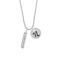 thumbnail image 2 of Delight Jewelry Silvertone Forever Bar Silvertone Script Initial Disc - N - Charm Necklace, 20"+3", 2 of 4
