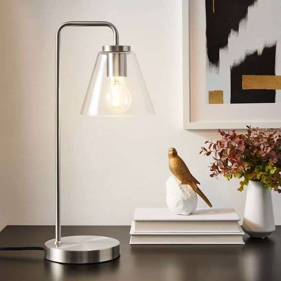 Modway Element Glass Table Lamp in Satin Nickel