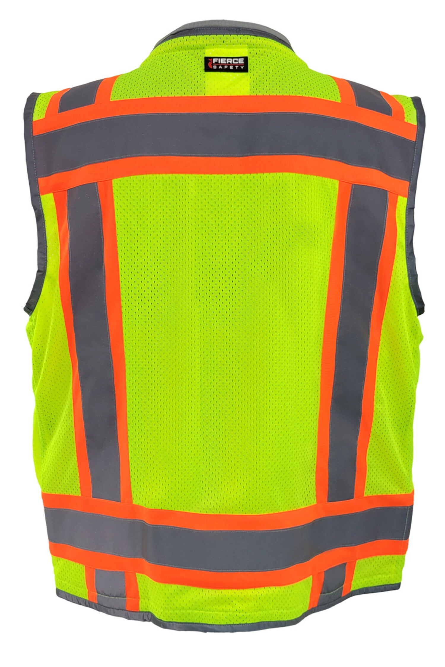 Fierce Safety Class 2 Lime Heavy Duty Vest Tablet Pockets and Neck Padding