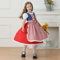 thumbnail image 4 of SERTG Girls Oktoberfest Maid-Style Set 3-Piece Puff Sleeve Round Neck Dress + Apron Cottagecore Theme Dress-Up Skirt Outfit for Kids 5-12 Years(Red,11 Years), 4 of 6