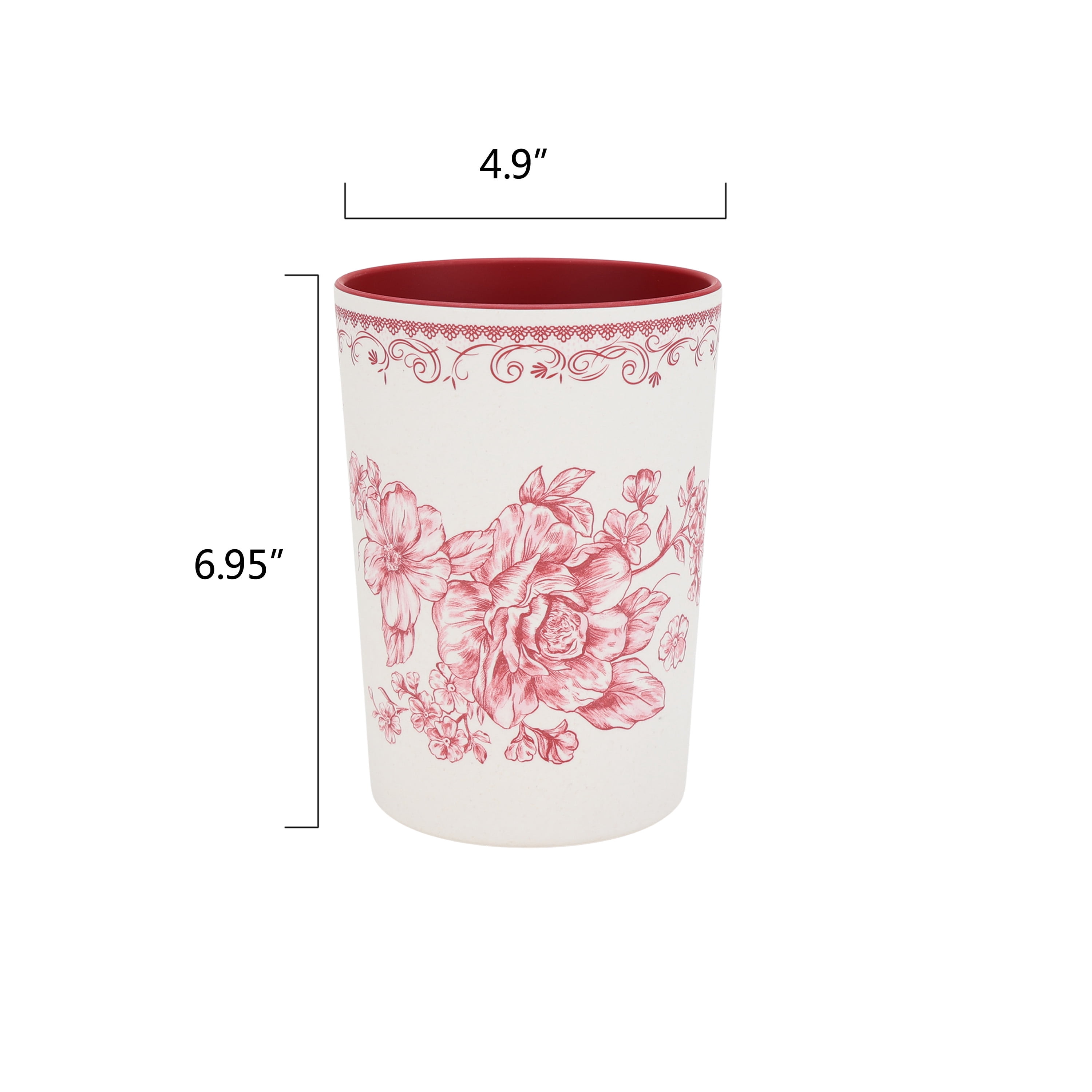 The Pioneer Woman Agetha 6-Piece Acacia Wood & Bamboo Melamine Crock Set, Red