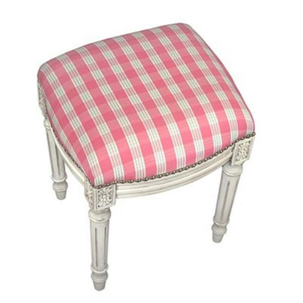 123 Creations C698WFS PlaidPink Fabric Upholstered Stool