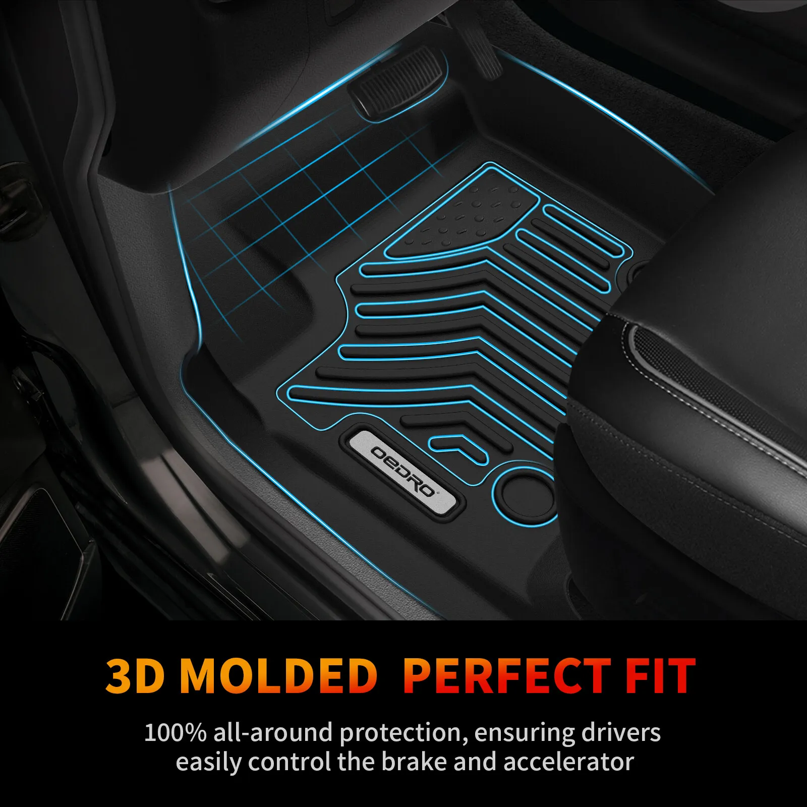 RVNI TPE Rubber Front and Rear 3-Piece for 2017-2022 2023 2024 2025 Ford F-250/350/450/550 Super Duty Crew Cab Floor Mats Set ll-Weather Protection