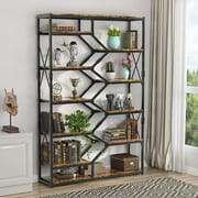 5 Tier Bookshelf, 70.87" Tall Bookcase, Vintage Bookcase and Bookshelves, Large Open Storage Design with Metal Frame, Modern Book Shelves for Living Room, Home Office, by TZUTOGETHER