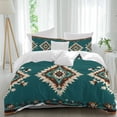 thumbnail image 2 of Southwestern Green Bedding 3 Piece Duvet Cover Set California King, Boho Ethnic Geometric Retro Soft Microfiber Comforter Cover with Zipper Closure & Pillowcases, Wrinkle & FadeResistant Quilt Cover, 2 of 9