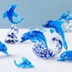 thumbnail image 3 of Figura de pez de mar de vidrio soplado a mano en miniatura de delfín azul, estatua de animales, regalos de decoración coleccionables, 3 of 5