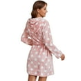 thumbnail image 3 of Premium Womens Fleece Robe Hooded design Soft Plush Warm Fuzzy Bathrobe Pink S/ML, 3 of 6