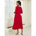thumbnail image 5 of KISSMODA Midi Dresses for Women Casual 3/4 Sleeve Wrap Dress Plus Size Curvy Cocktail Dresses with Pockets, 5 of 7