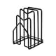 thumbnail image 1 of Estante para tablas de cortar para espacios pequeños, soporte para almacenar utensilios de cocina, organizador de tapas de ollas y sartenes de acero inoxidable para encimera de cocina (negro, diseño, 1 of 5