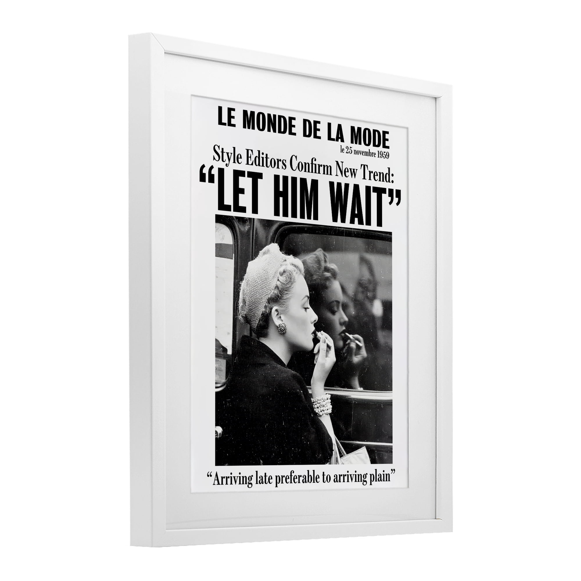 Stupell Industries Let Him Wait Advice White Framed Print Under Glass, design by Annabelle Hall