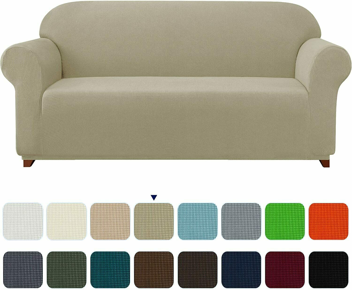 Subrtex 1Piece Stretch Sofa Slipcover Non Slip Couch Cover (Sofa, Sand