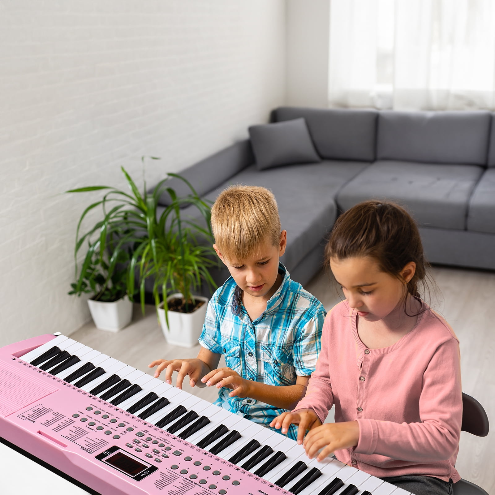 BaytoCare 61 Key Portable Electronic Keyboard Piano, Built-In Speakers,3 Teaching Modes,Ideal for Beginner Adult, Pink