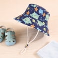 thumbnail image 7 of IVEYRTF Baby Bucket Hat Cute Whale & Starfish Print Wide Brim Adjustable Chin Strap UV Protection Breathable Mesh for Infants 1-4 Years Sun Hat, 7 of 7