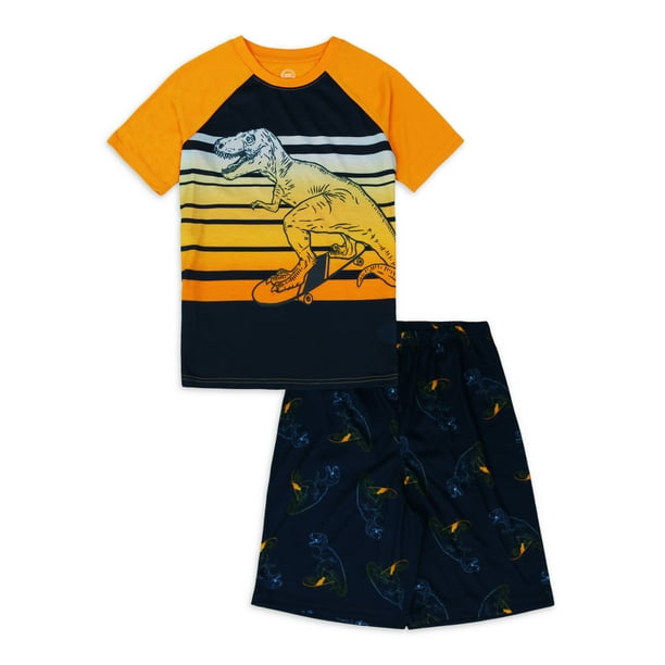 Wonder Nation Boys Short Sleeve Pajamas Set Dino, 2Pack, Sizes 418