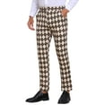 thumbnail image 4 of INSPIRE CHIC Argyle Pattern Pants for Men's Flat Front Retro Trousers Plaid Printed Pants 28 Khaki Brown, 4 of 6
