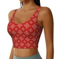 thumbnail image 2 of Daiia Red White Snowflakes Printed Women's Sports Bra, Breathable Activewear Bra with U-Back Design and Removable Pads, Comfortable and Supportive for Yoga, Workout-Small, 2 of 8