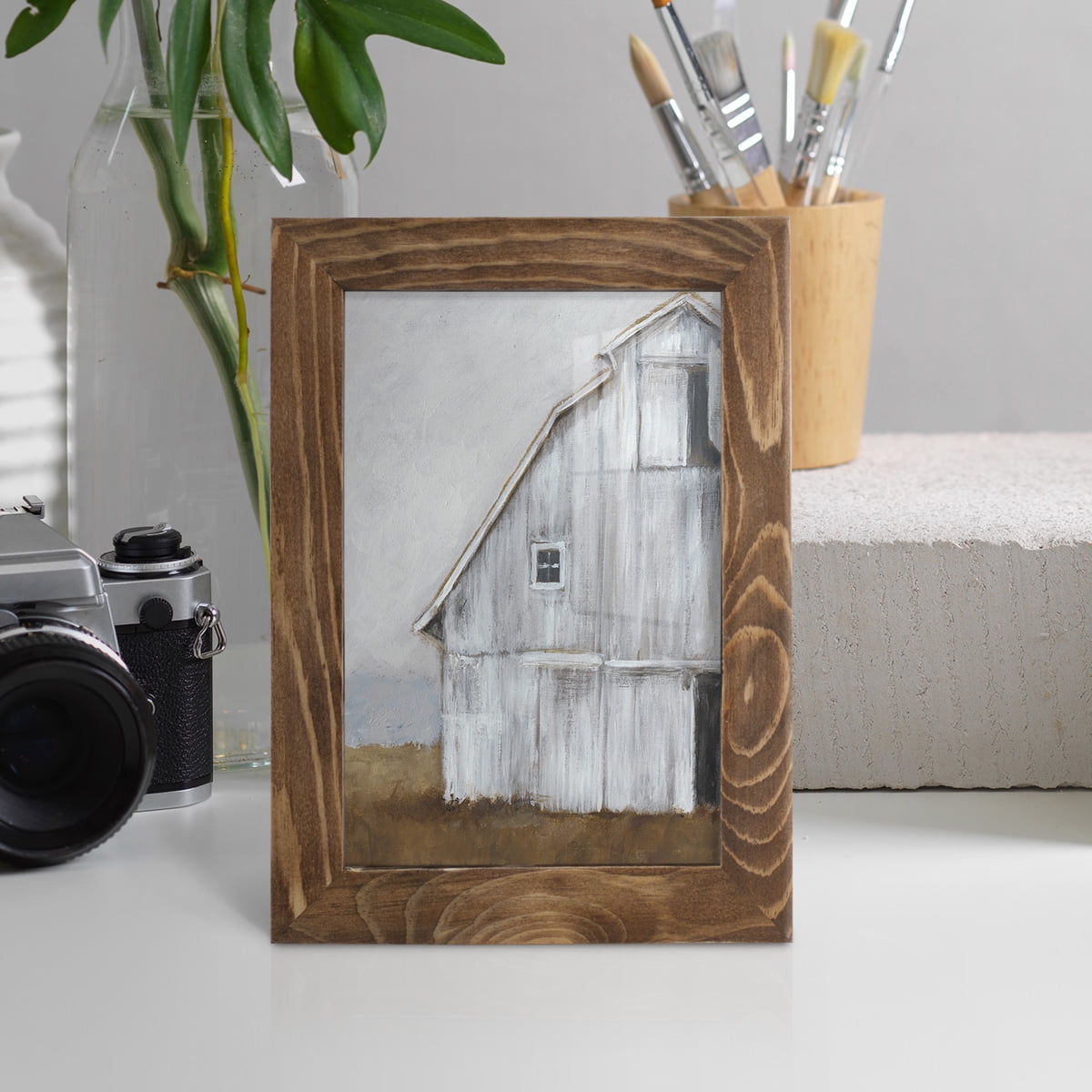 Abandoned Barn II -Framed Print w/glass-Walnut