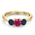 thumbnail image 3 of Gem Stone King 10K Yellow Gold Red Ruby and Blue Sapphire Engagement Ring for Women | 1.25 Cttw | Round 5MM | Gemstone July Birthstone | Size 7, 3 of 6
