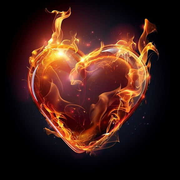 Heart-shape in Fire 5D Diamond Art Painting by Number Kits for Adults DIY Paint with Full Drill Round Diamond Gems Painting Art Craft for Home Wall Decor 13.8x13.8in(1)