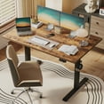 thumbnail image 2 of 47.2 Inch Electric Height Adjustable Standing Desk, Ergonomic Home Office Desk with Memory Preset, Sit to Stand Computer Desk with Hooks, Rustic Brown, 2 of 10