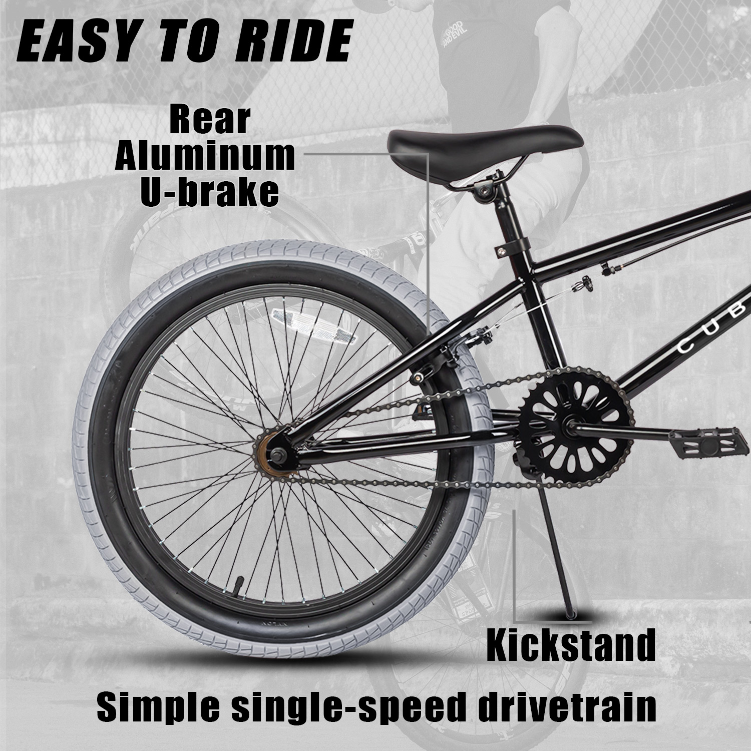 Cubsala 20" Freestyle BMX Bike, Black photo 2