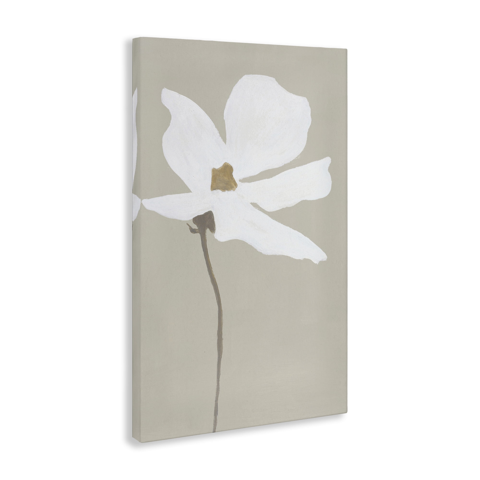 Stupell Industries White Flower Sprout Botanical & Floral Painting Gallery Wrapped Canvas Art Print Wall Art, 30 x 45