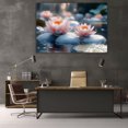 thumbnail image 6 of Mudket Framed Canvas Wall Art Soft Pink Lotus Flower Stone Pond Prints Wall Decor Calming Botanical Canvas Print Ready to Hang for Bedroom Bathroom Office Relax Wall Pictures - 12"L x 8"W, 6 of 10