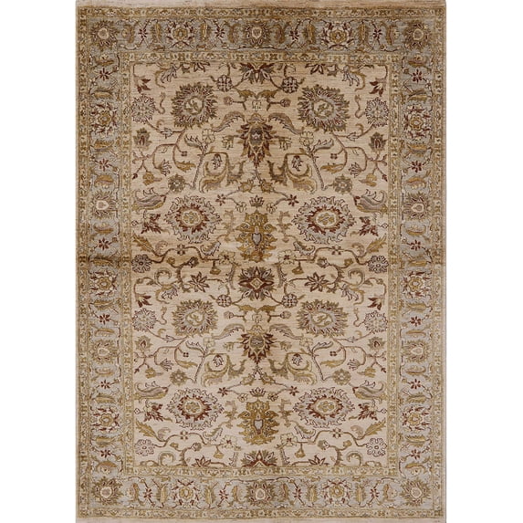 Ahgly Company Indoor Rectangle Mid-Century Modern Sienna Brown Oriental Area Rugs, 5' x 7'
