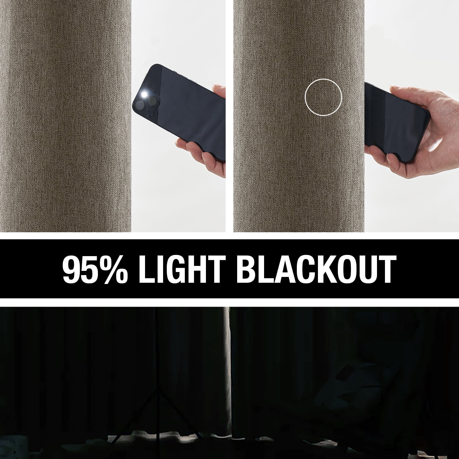 Exultantex Blackout Linen Curtains for Living Room,Grommet Top Energy Efficient 40 x 84 Long Drapes,2 Panels,Brown