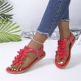 thumbnail image 5 of Domuza Women's Floral Thong Sandals, Elastic Ankle Strap Comfortable Non-Slip Flat Shoes for Summer Casual Wear Red 6.5（EU-37）, 5 of 6