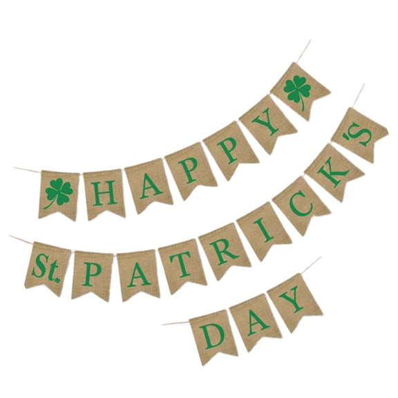 Toyvian 1Pc Linen Patricks Day Bunting Gar in Assorted Color for Festive Party Decorations