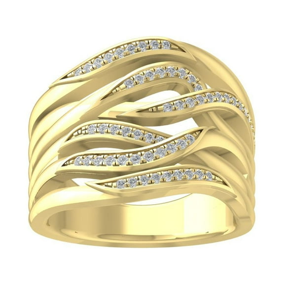 ARAIYA FINE JEWELRY 10K Yellow Gold Lab-Grown Diamond Anniversary Ring (1/45 cttw Round-shape Lab-Grown Diamonds (D-F Color, VS Clarity) Size 9