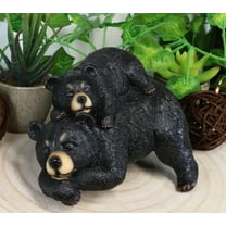 Ebros Rustic Forest Black Mama Bear & Cub Cuddling Shelf Snoozer Sitter Figurine