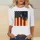 thumbnail image 5 of Mujeres Tres Cuartos de Manga Tops Impreso Cuello Redondo Blusa, 3/4 Manga Casual Camiseta para la Primavera, 5 of 6